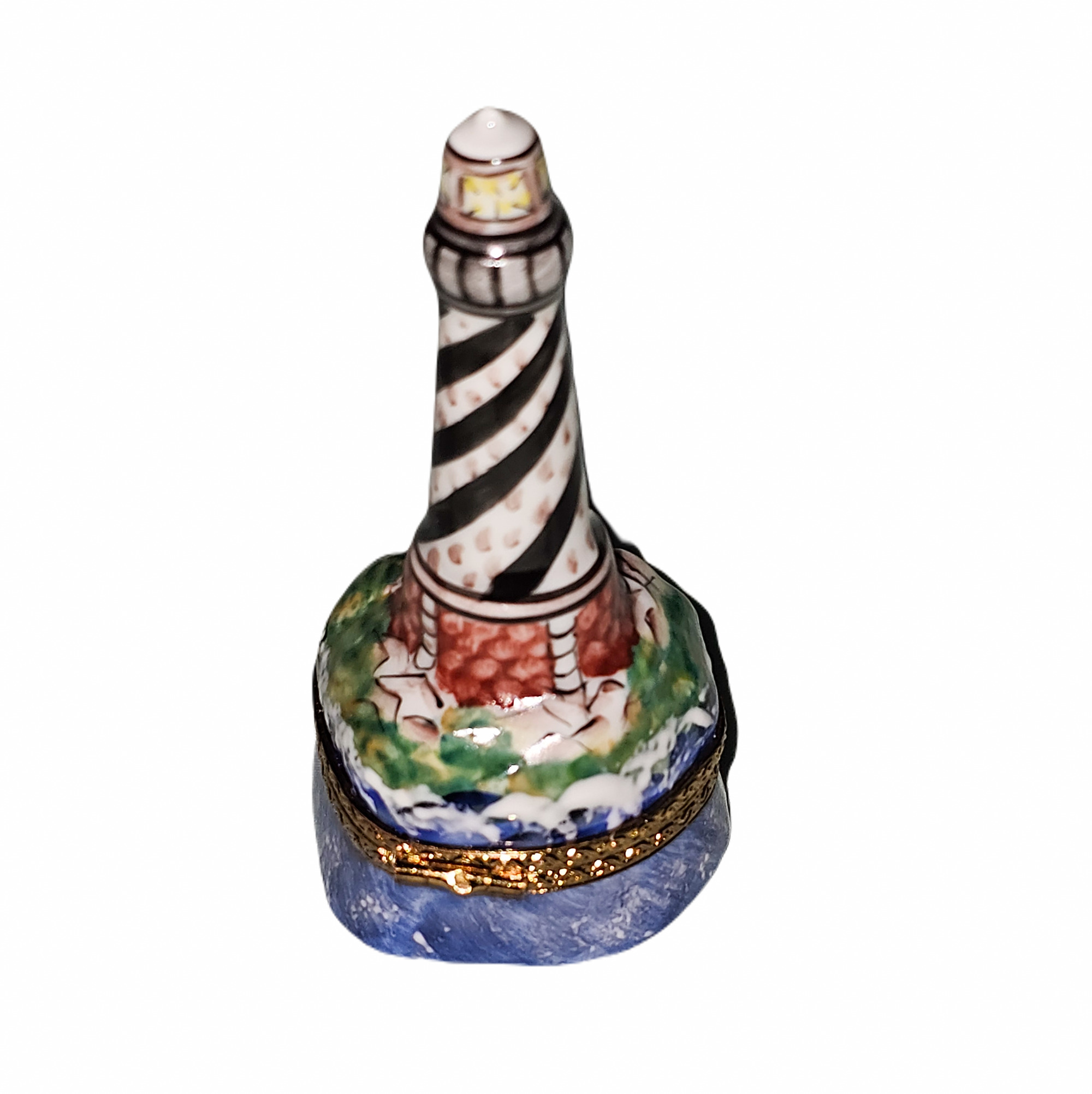 Spiral Lighthouse Coastal Treasure Porcelain Limoges travel beach French Trinket Box