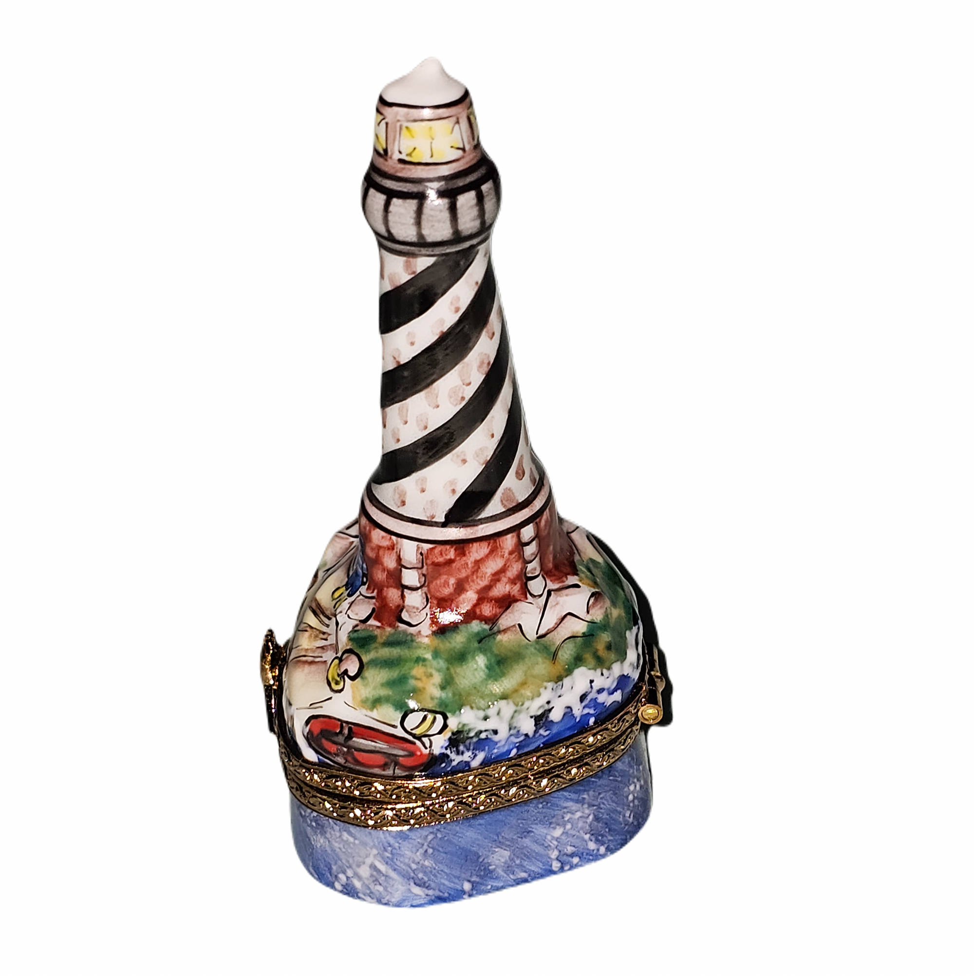Spiral Lighthouse Coastal Treasure Porcelain Limoges travel beach French Trinket Box
