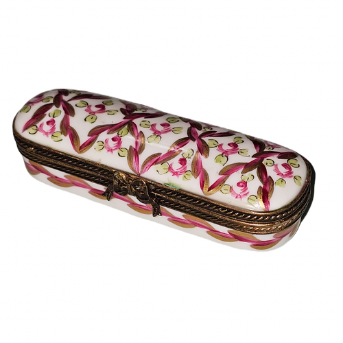 Red and Pink Floral Box Porcelain Limoges traditional French Trinket Box