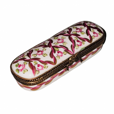 Red and Pink Floral Box Porcelain Limoges traditional French Trinket Box