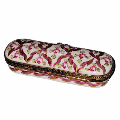 Red and Pink Floral Box Porcelain Limoges traditional French Trinket Box