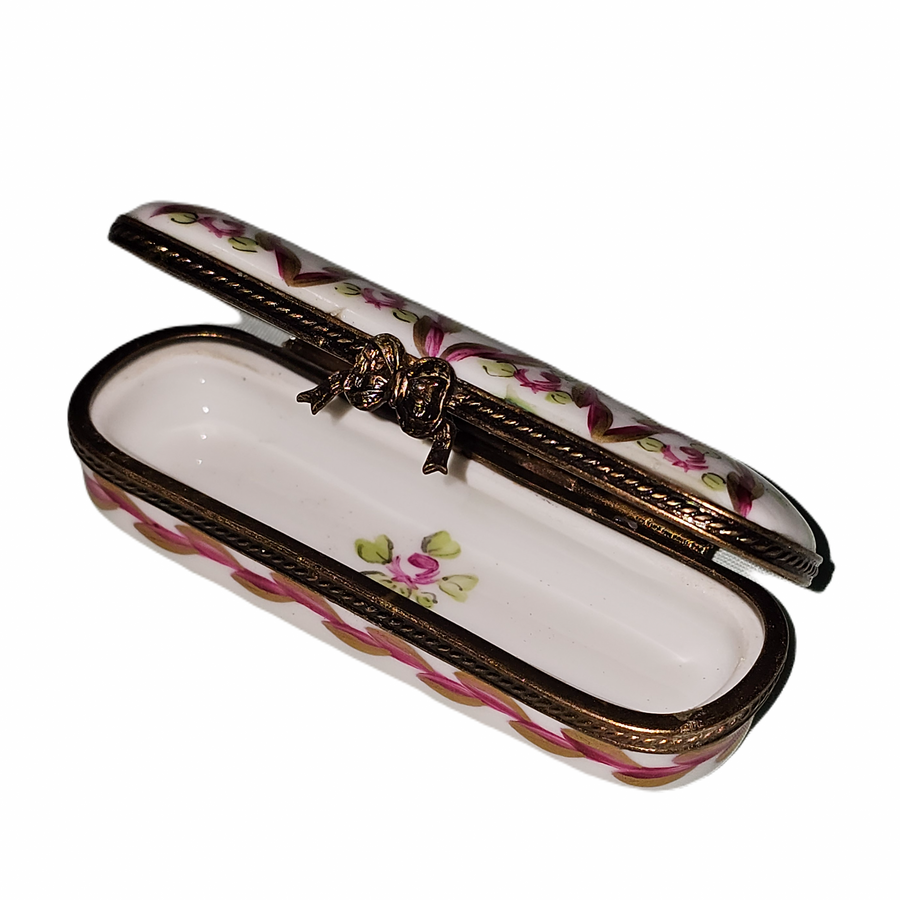 Red and Pink Floral Box Porcelain Limoges traditional French Trinket Box