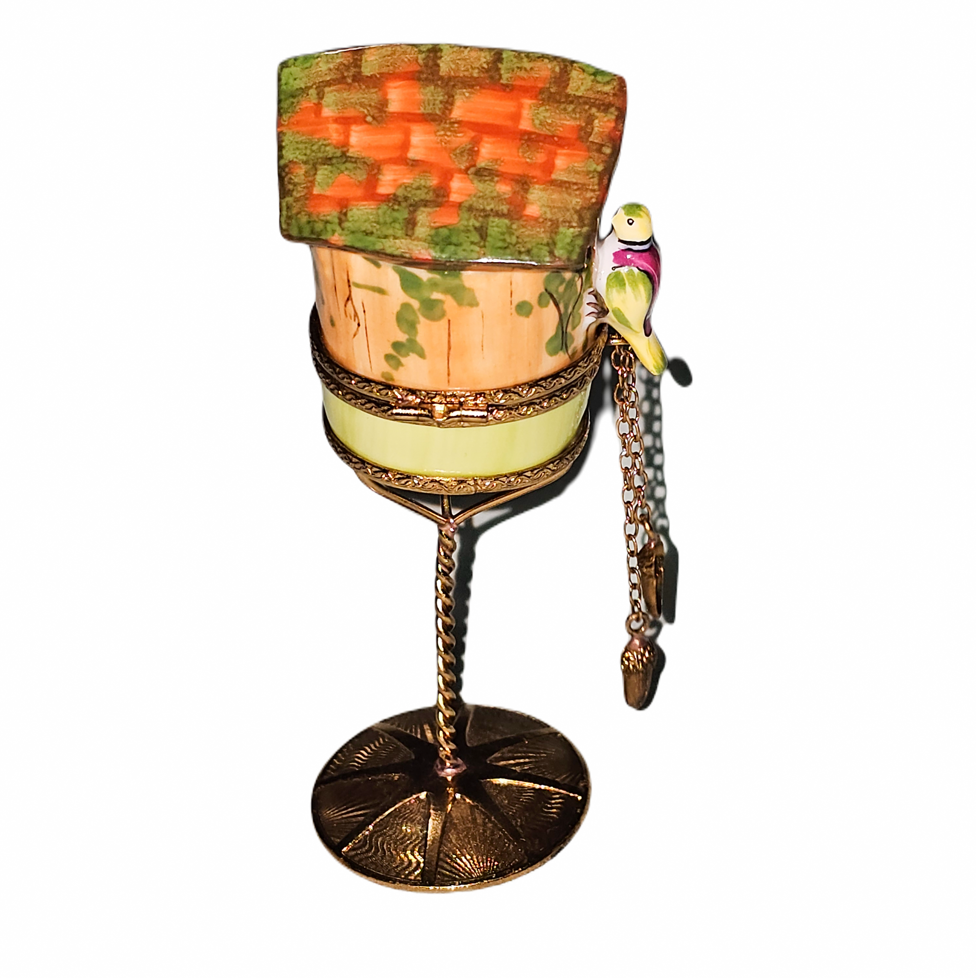 Charming Orange Birdhouse Limoges Box Porcelain Limoges garden bird French Trinket Box