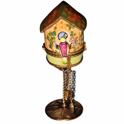 Charming Orange Birdhouse Limoges Box Porcelain Limoges garden bird French Trinket Box