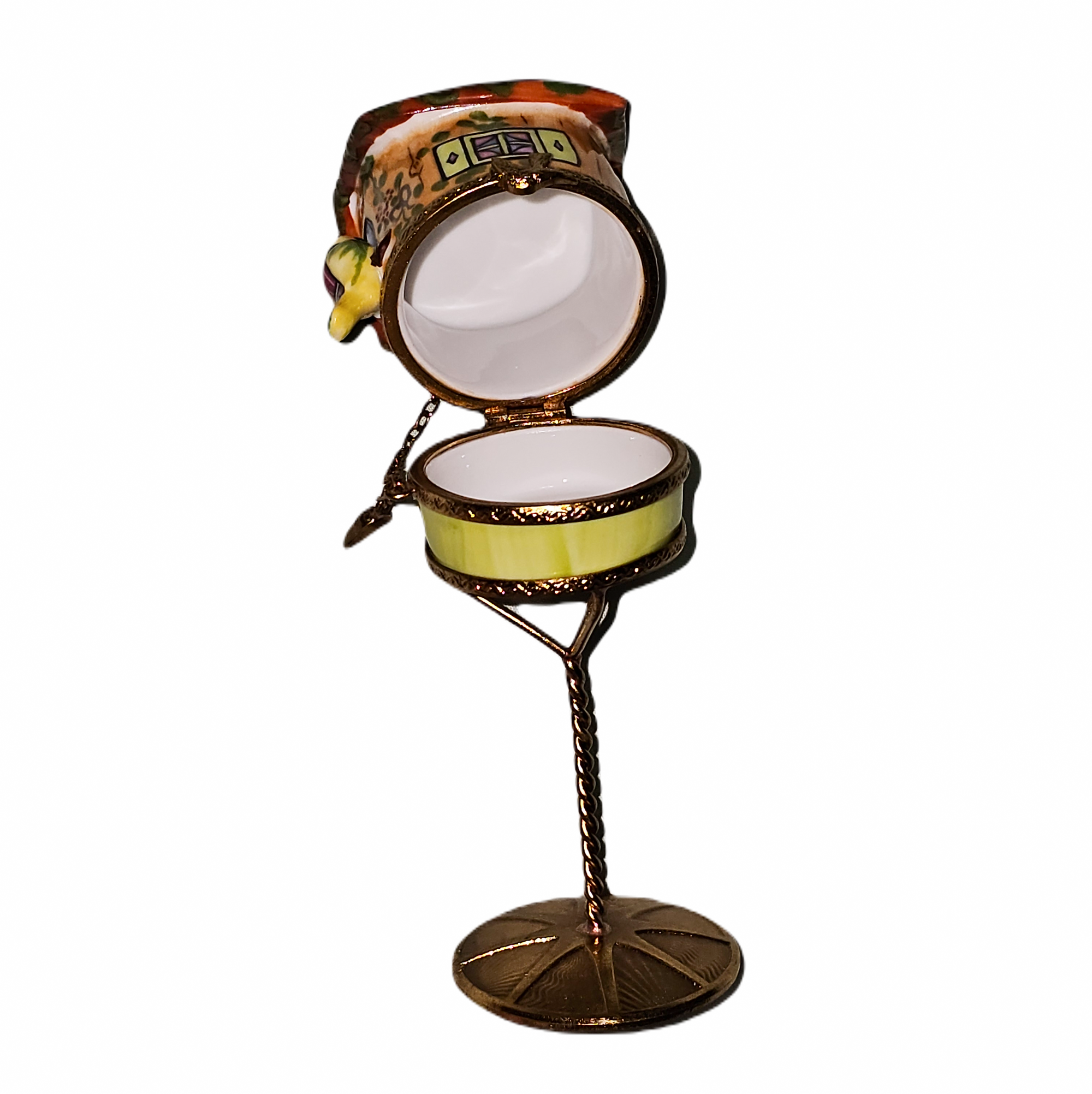 Charming Orange Birdhouse Limoges Box Porcelain Limoges garden bird French Trinket Box