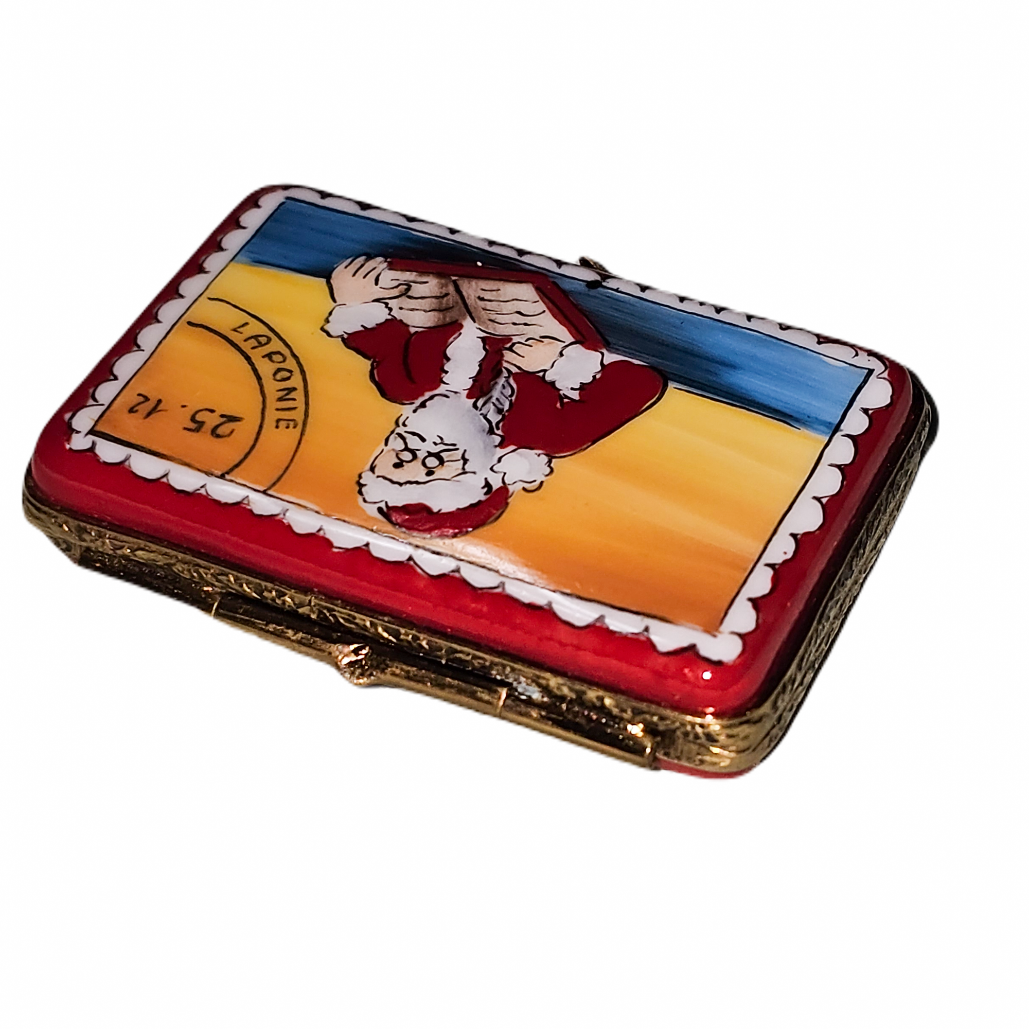 Letter to Santa Keepsake Box Porcelain Limoges Santa Claus French Trinket Box