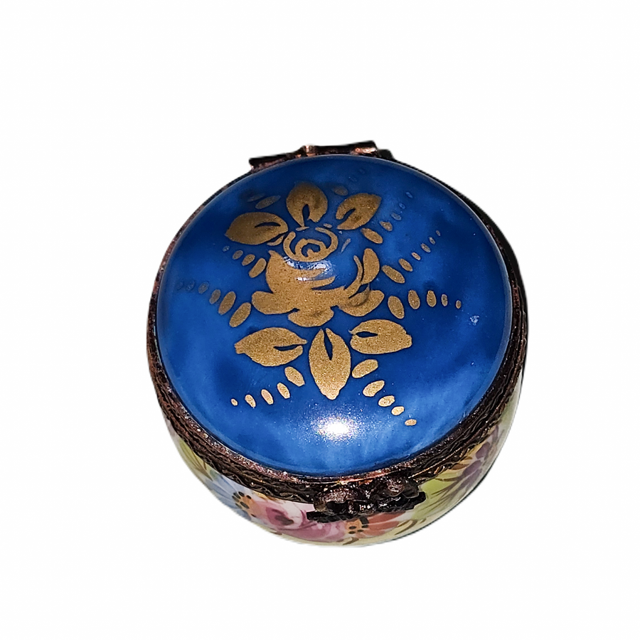 Blue Floral Elegance Limoges Box Porcelain Limoges traditional French Trinket Box