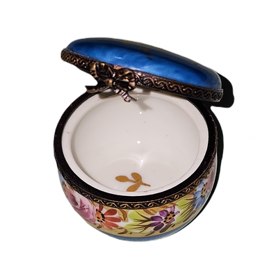 Blue Floral Elegance Limoges Box Porcelain Limoges traditional French Trinket Box