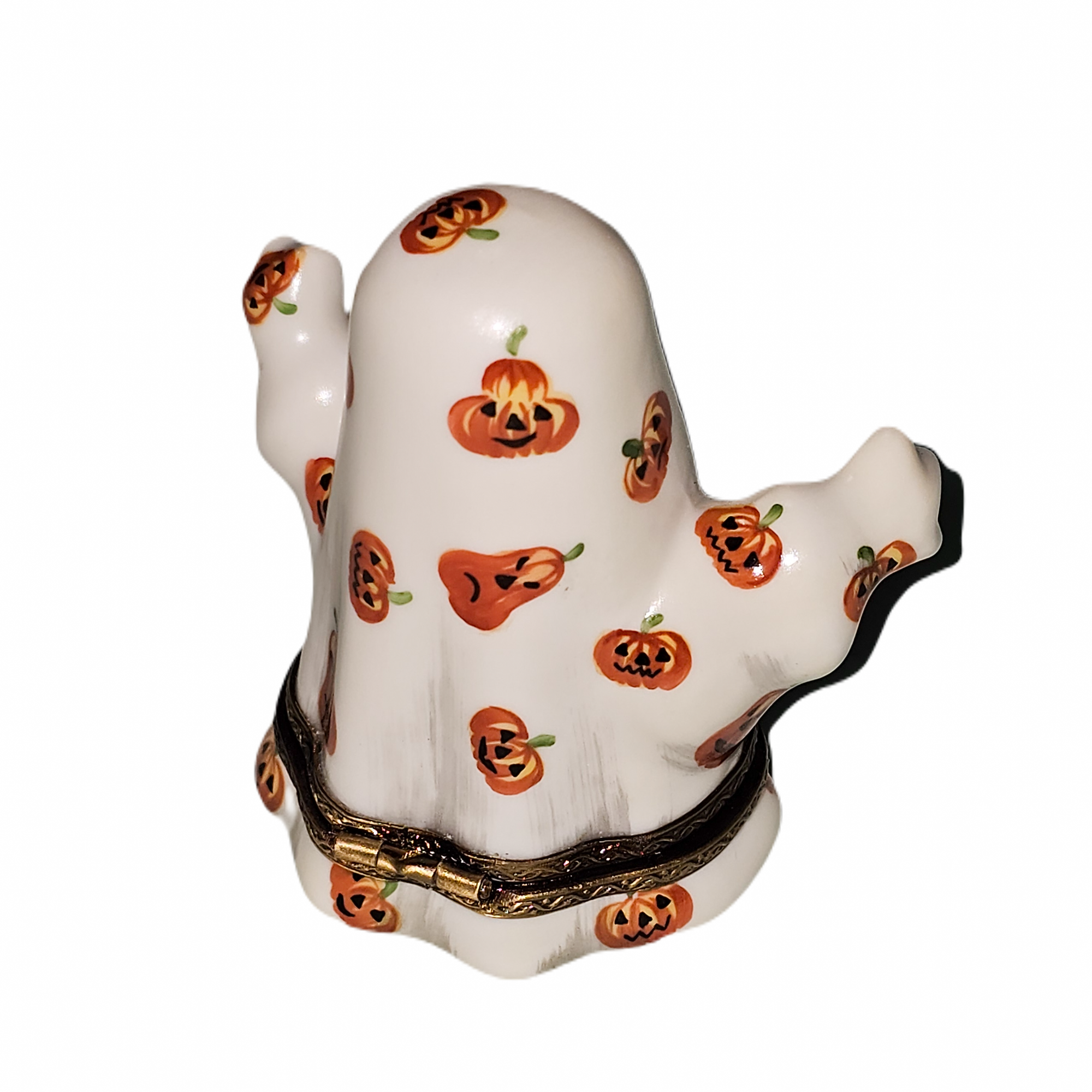 Halloween Ghost and Pumpkin Delight Porcelain Limoges Halloween French Trinket Box