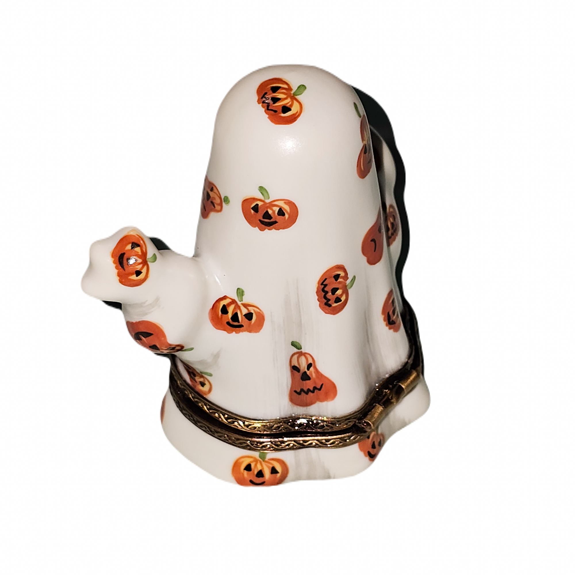 Halloween Ghost and Pumpkin Delight Porcelain Limoges Halloween French Trinket Box