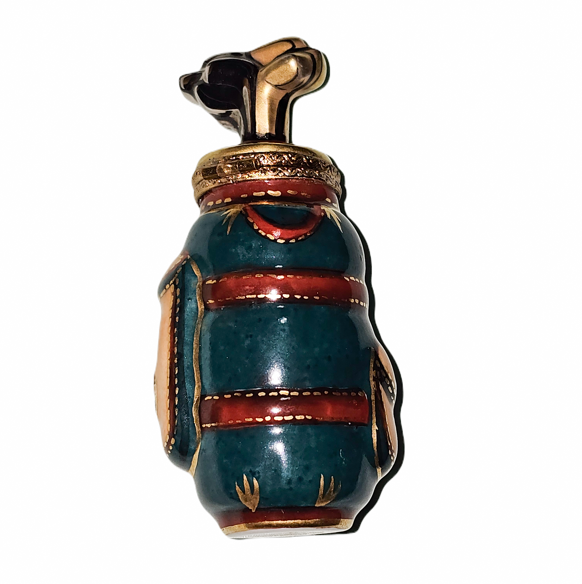 Dark Green Golf Bag Limoges Box Porcelain Limoges sports French Trinket Box