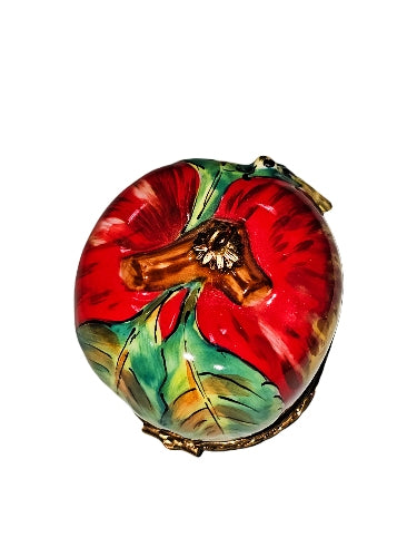 Apple Delight with Bee Design Porcelain Limoges fruit Vegetable French Trinket Box