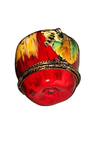 Apple Delight with Bee Design Porcelain Limoges fruit Vegetable French Trinket Box