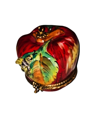 Apple Delight with Bee Design Porcelain Limoges fruit Vegetable French Trinket Box