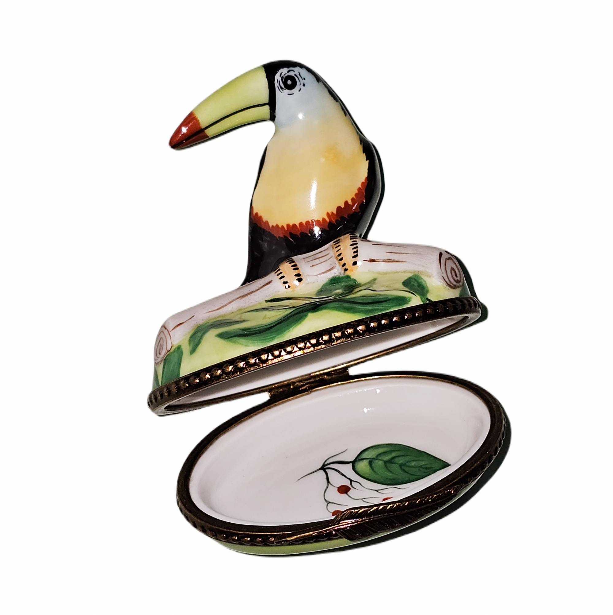 Vibrant Toucan Jungle Box Porcelain Limoges wild birds French Trinket Box