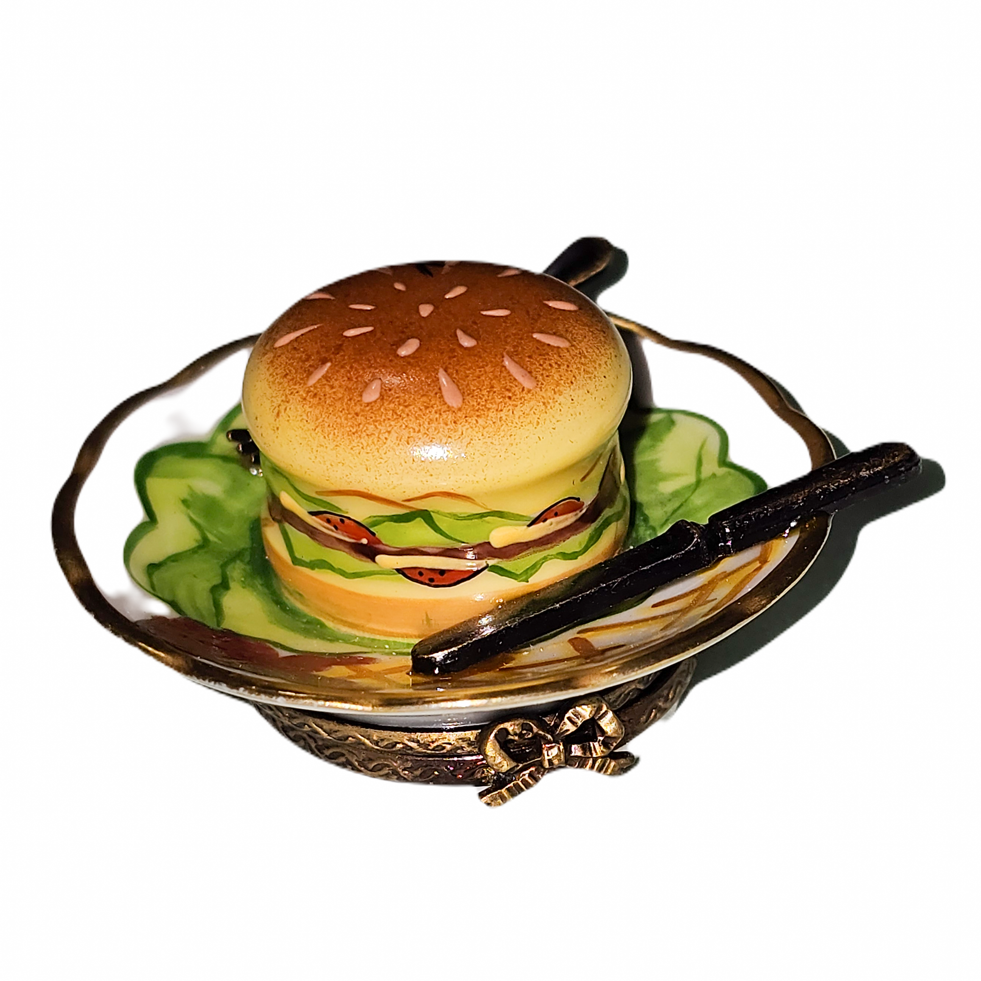 Cheeseburger Delight Limoges Box Porcelain Limoges food French Trinket Box