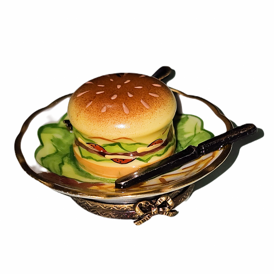 Cheeseburger Delight Limoges Box Porcelain Limoges food French Trinket Box