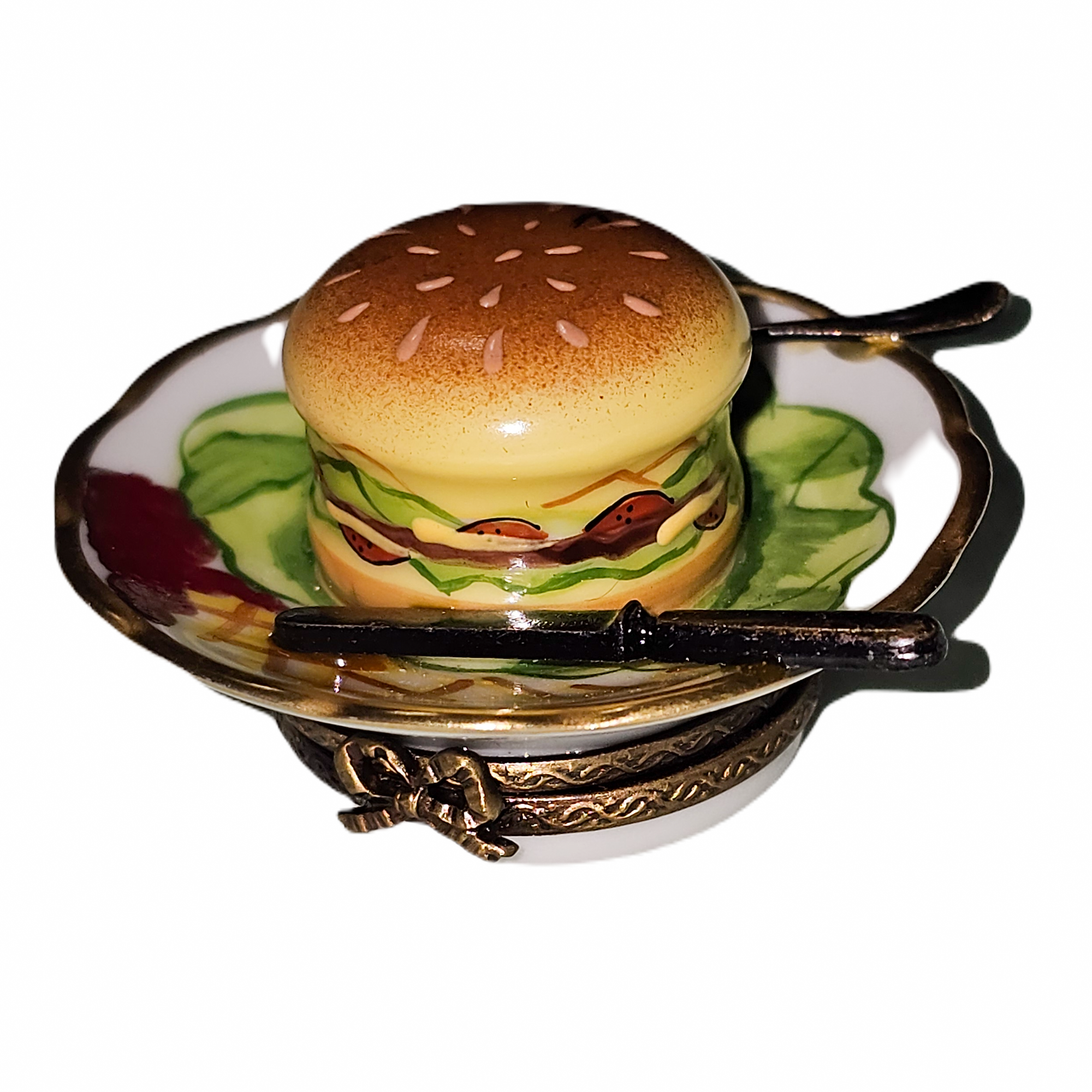 Cheeseburger Delight Limoges Box Porcelain Limoges food French Trinket Box