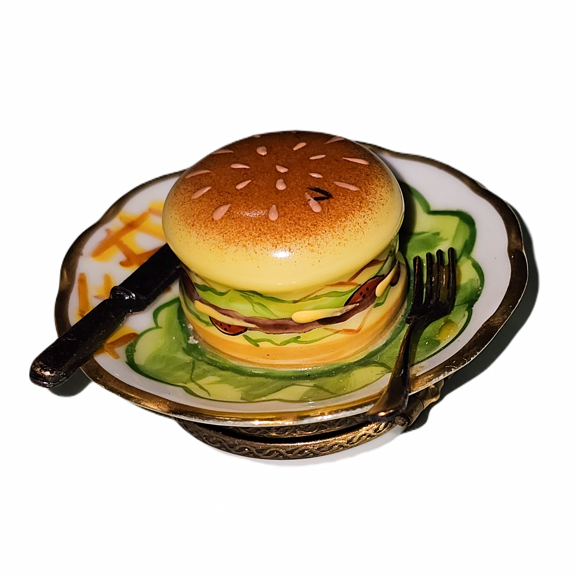 Cheeseburger Delight Limoges Box Porcelain Limoges food French Trinket Box