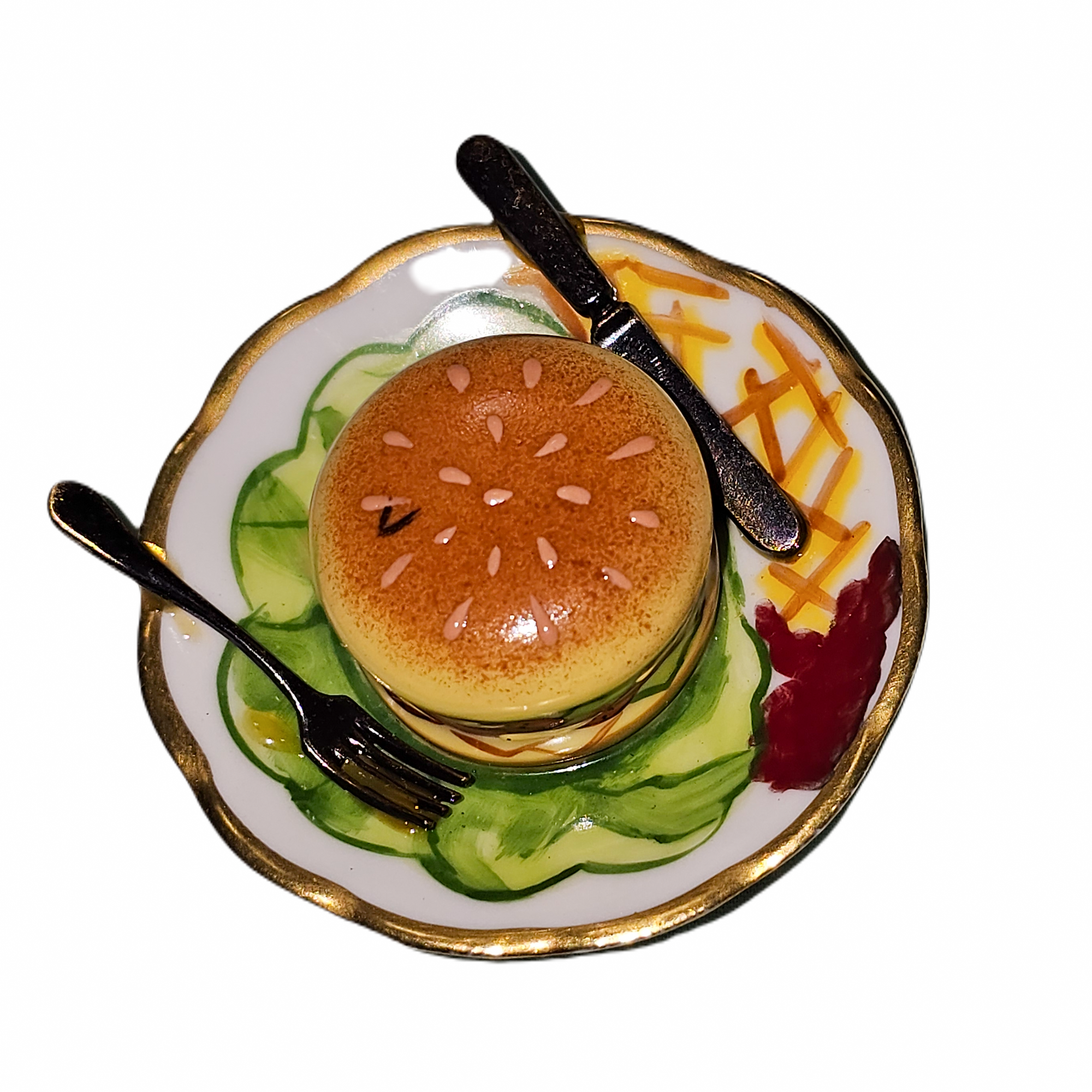 Cheeseburger Delight Limoges Box Porcelain Limoges food French Trinket Box