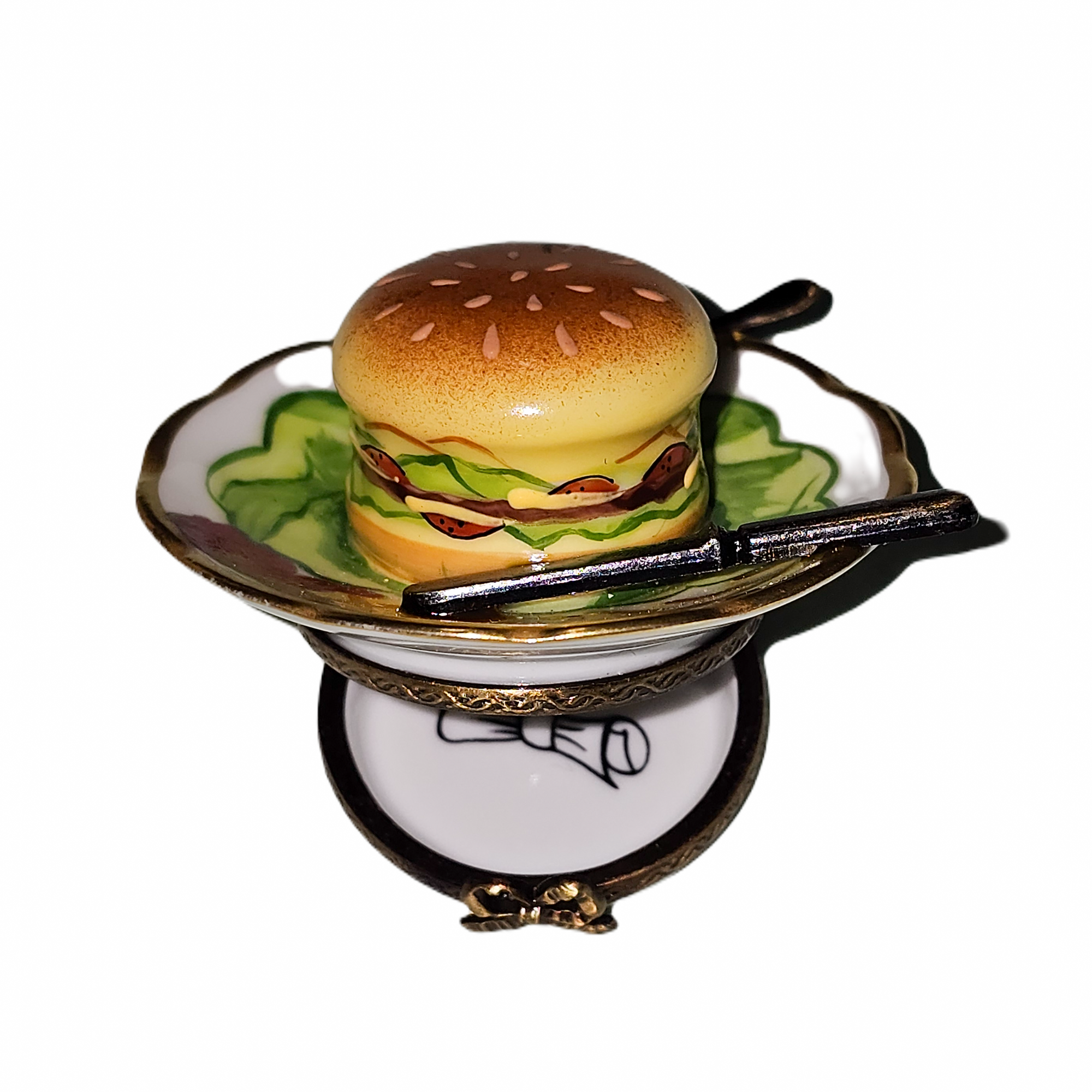 Cheeseburger Delight Limoges Box Porcelain Limoges food French Trinket Box