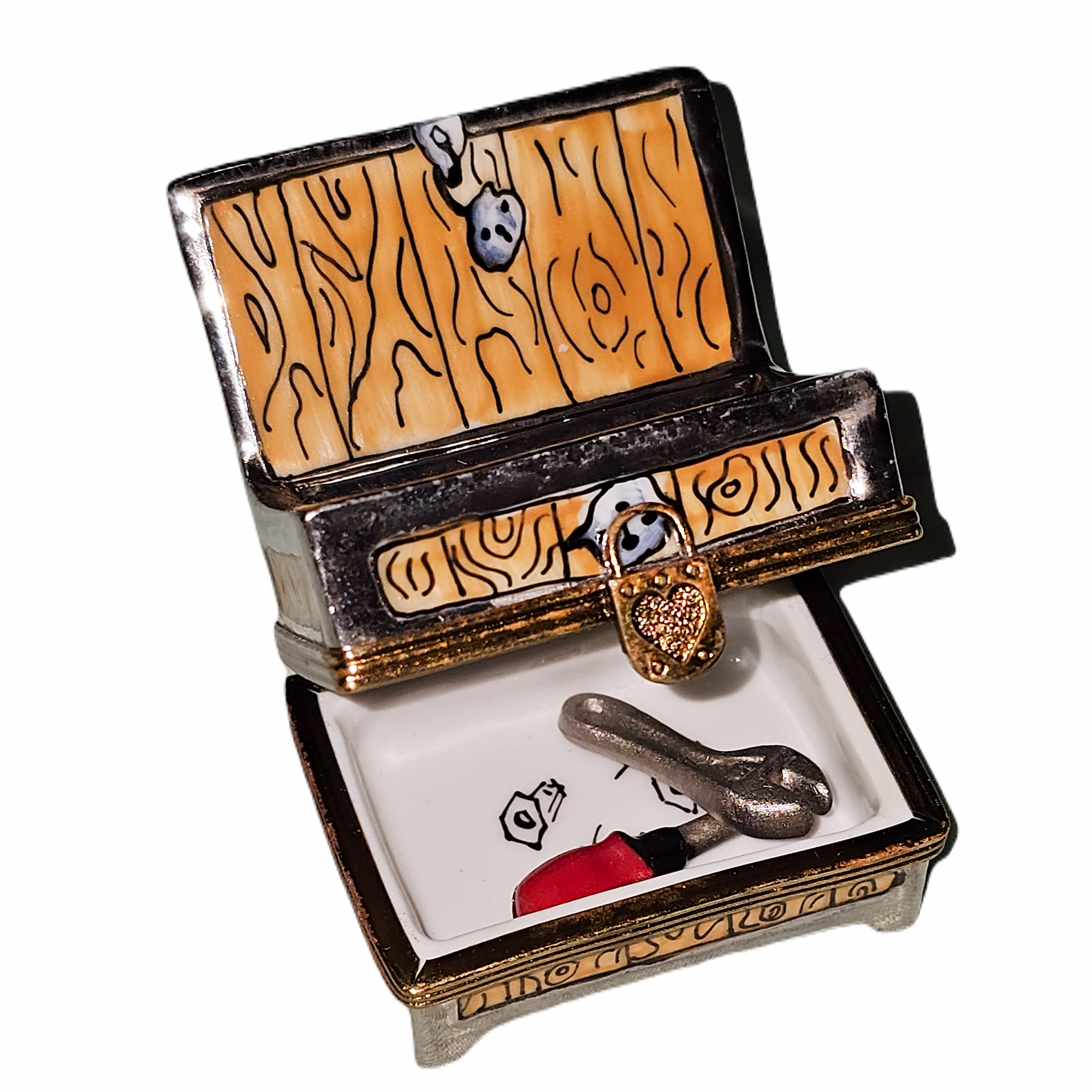 Charming Miniature Tool Box Porcelain Limoges home French Trinket Box