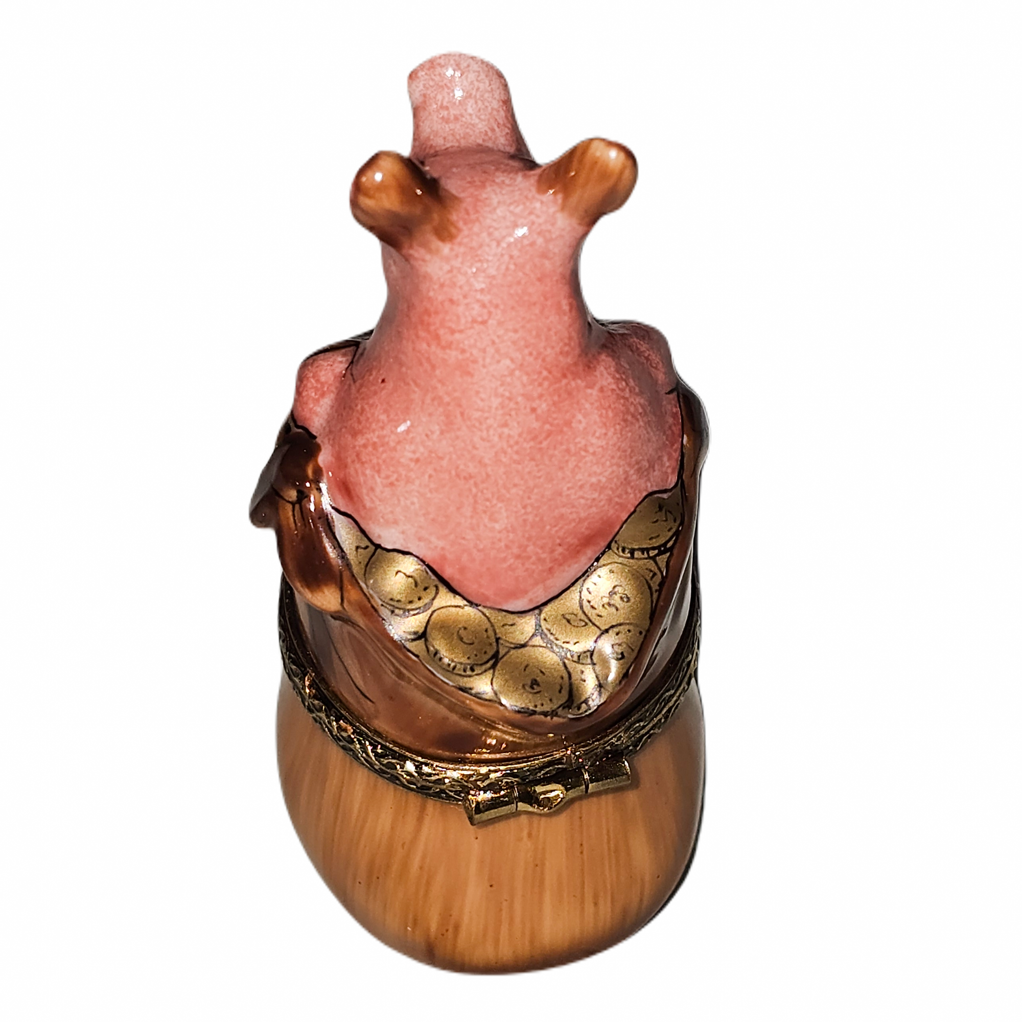 Charming Pig in Barrel Box Porcelain Limoges pig farm animal French Trinket Box