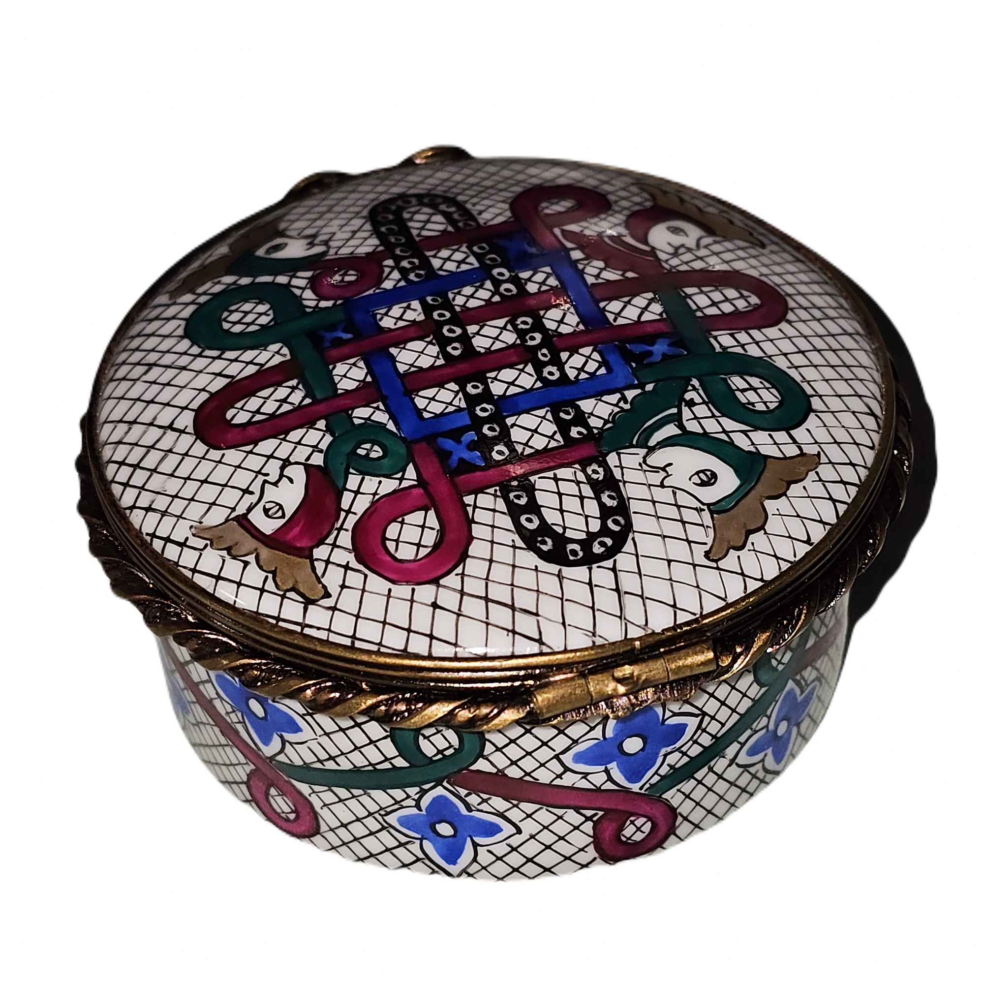 Joker Whimsical Round Limoges Box Porcelain Limoges traditional French Trinket Box