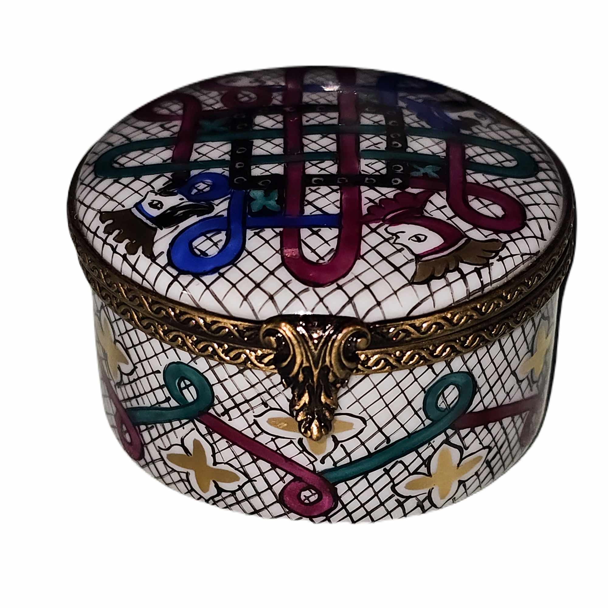 Joker Whimsical Round Limoges Box Porcelain Limoges traditional French Trinket Box