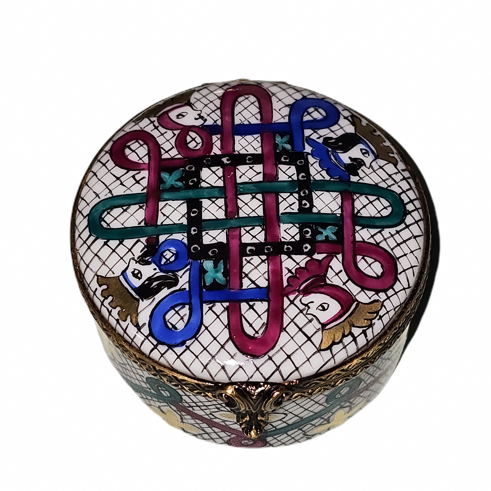 Joker Whimsical Round Limoges Box Porcelain Limoges traditional French Trinket Box