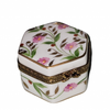 Mini Hexa Pink Floral Limoges Box Porcelain Limoges traditional French Trinket Box