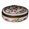 Small Oval Pink Floral Box Porcelain Limoges traditional French Trinket Box