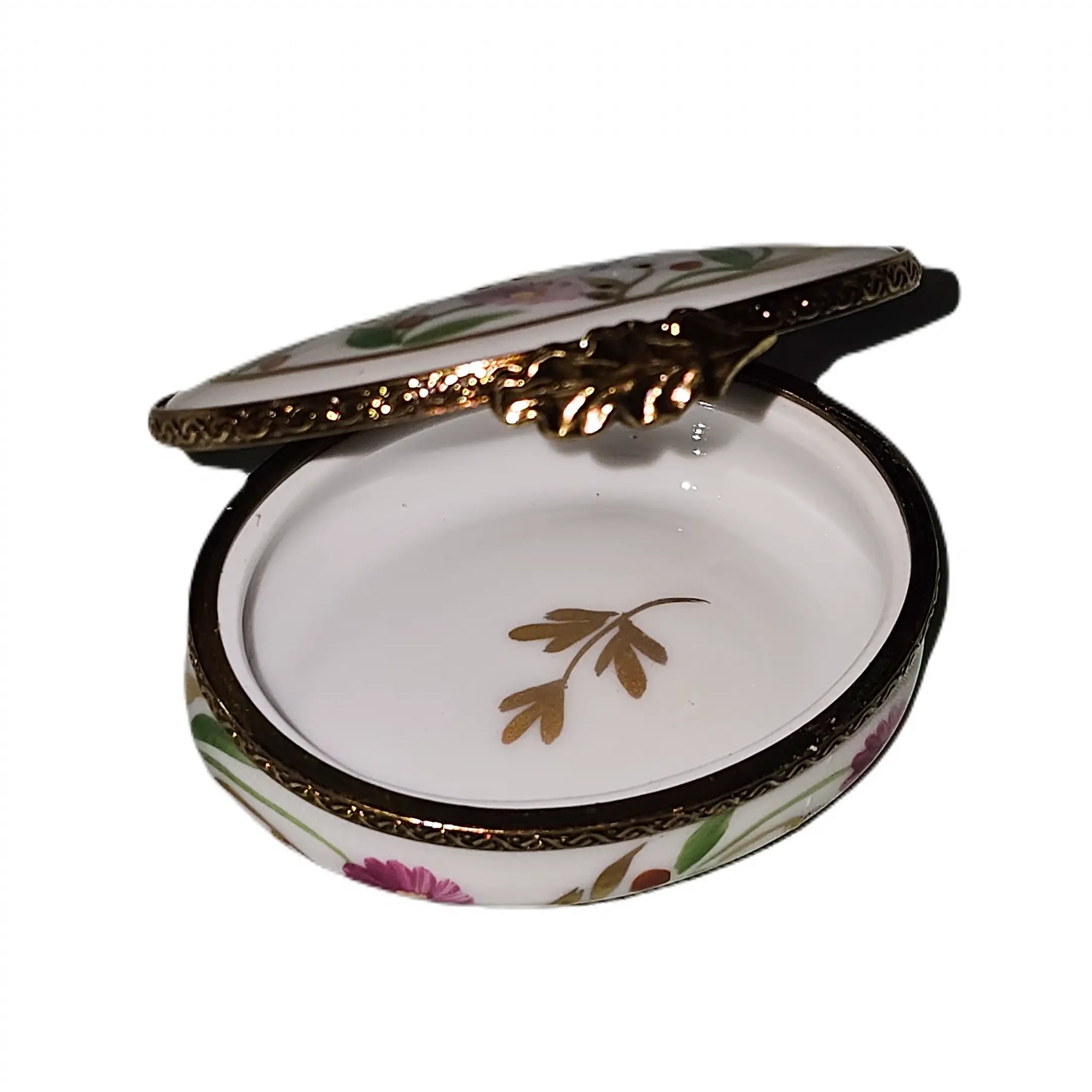 Small Oval Pink Floral Box Porcelain Limoges traditional French Trinket Box
