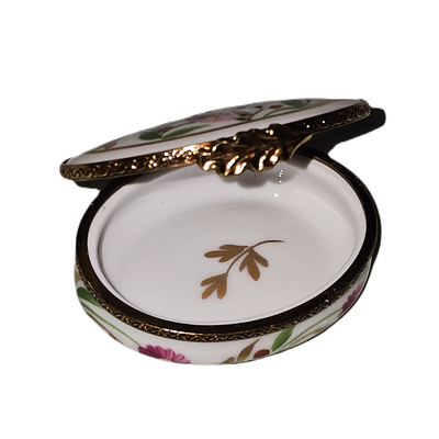 Small Oval Pink Floral Box Porcelain Limoges traditional French Trinket Box