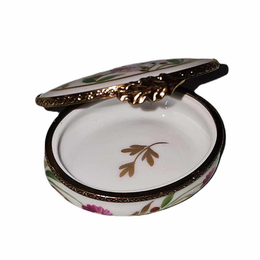 Small Oval Pink Floral Box Porcelain Limoges traditional French Trinket Box