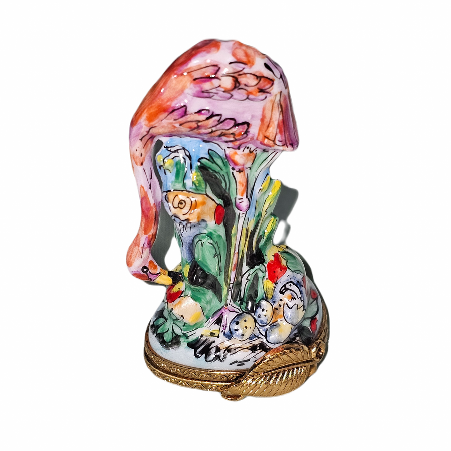 Flamingo Elegance Limoges Box Porcelain Limoges wild birds French Trinket Box