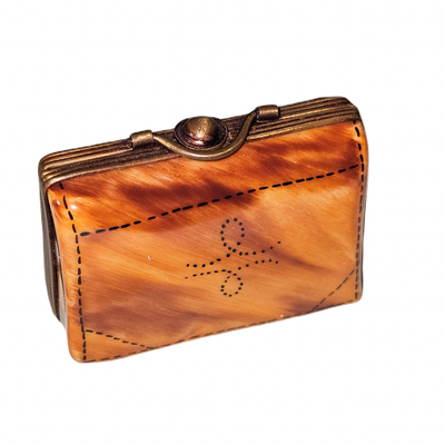 Elegant Limoges Brown Briefcase Porcelain Limoges bag purse professional French Trinket Box