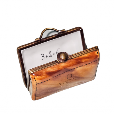 Elegant Limoges Brown Briefcase Porcelain Limoges bag purse professional French Trinket Box