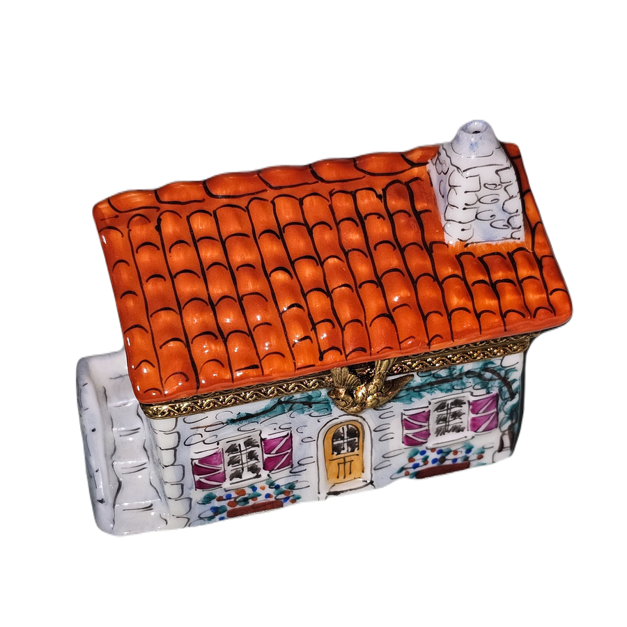 Charming Red Roof Cottage Box Porcelain Limoges Home Special occasions French Trinket Box