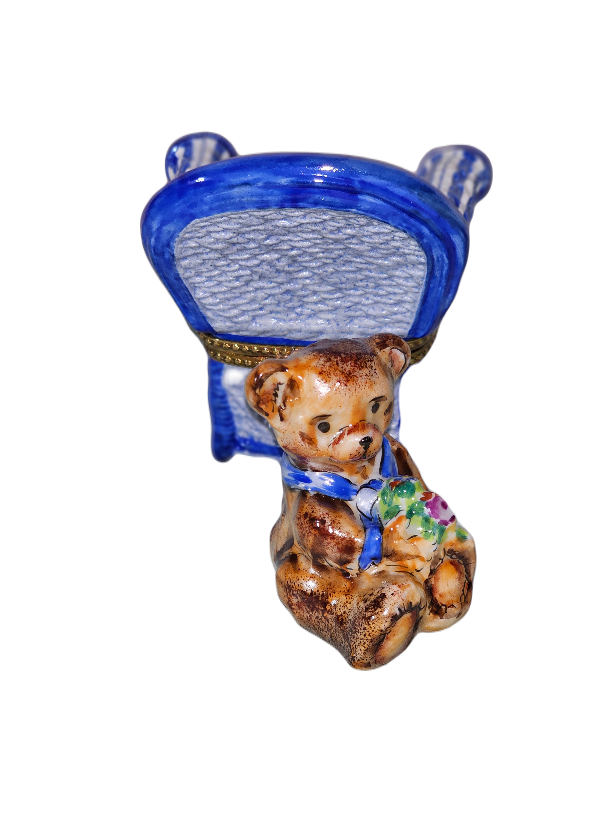 Blue Teddy Bear Limoges Box Porcelain Limoges Teddy furniture French Trinket Box