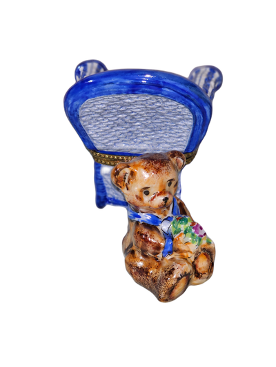 Blue Teddy Bear Limoges Box Porcelain Limoges Teddy furniture French Trinket Box