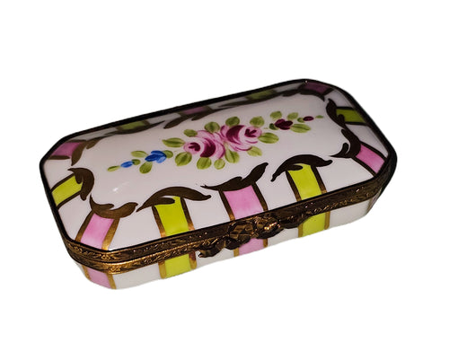 Pink Floral Elegance Box Porcelain Limoges Traditional French Trinket Box