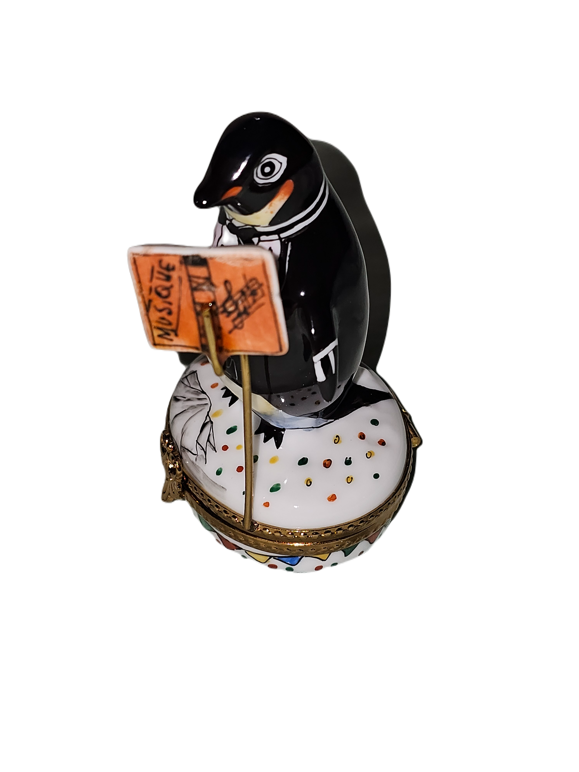 Penguin Conductor Limoges Box Porcelain Limoges birds music French Trinket Box