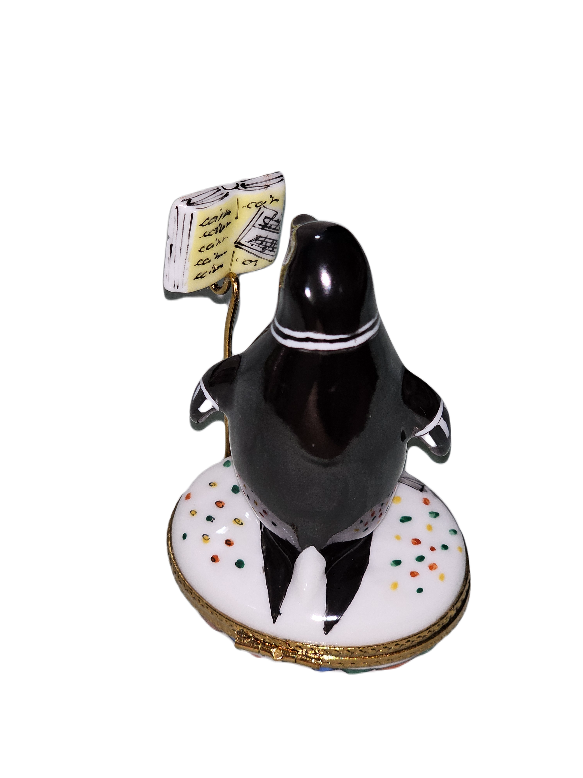 Penguin Conductor Limoges Box Porcelain Limoges birds music French Trinket Box