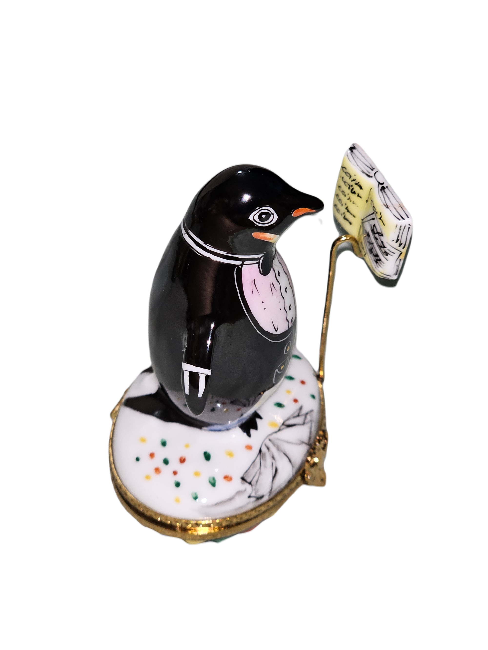 Penguin Conductor Limoges Box Porcelain Limoges birds music French Trinket Box