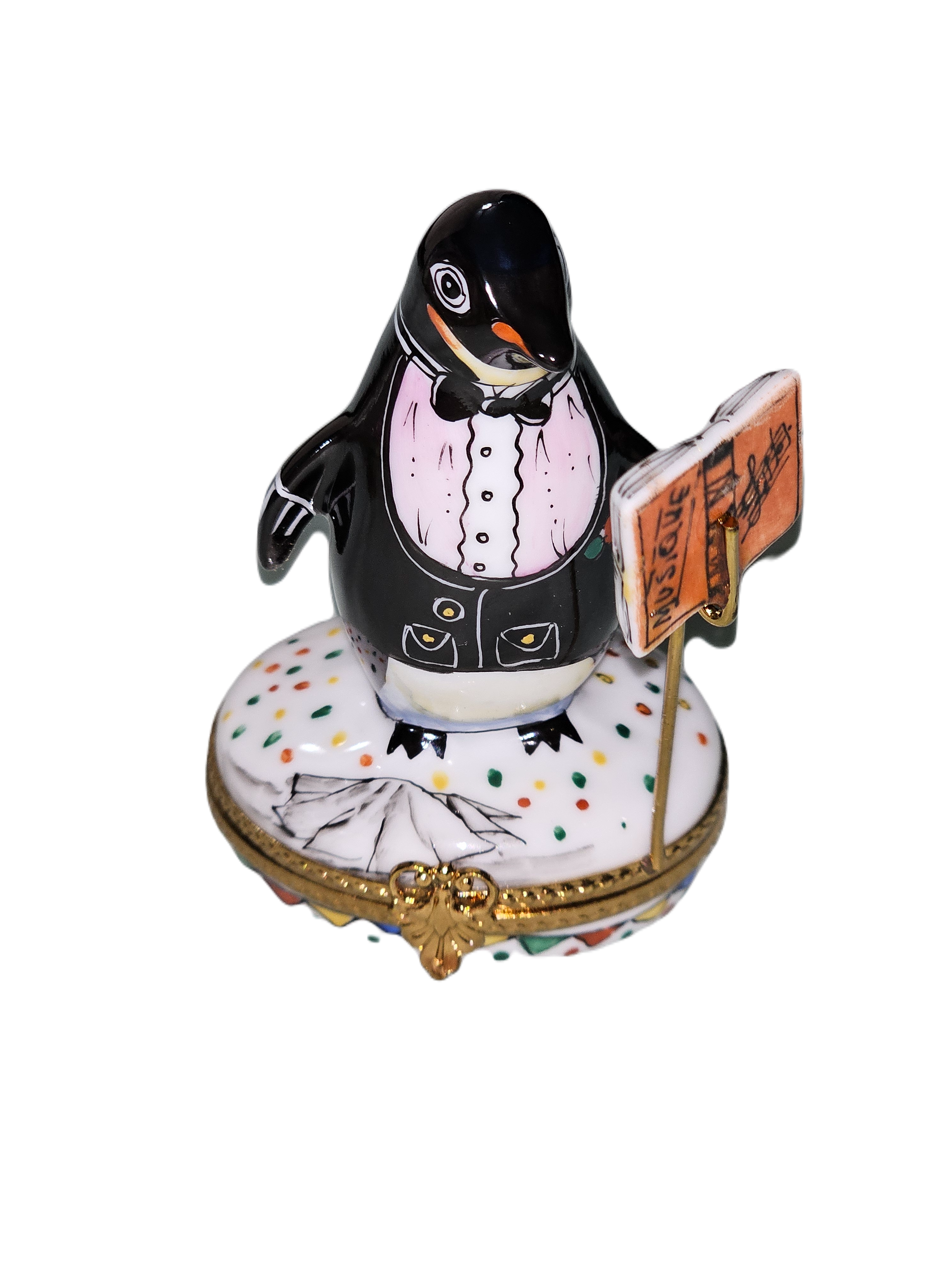 Penguin Conductor Limoges Box Porcelain Limoges birds music French Trinket Box