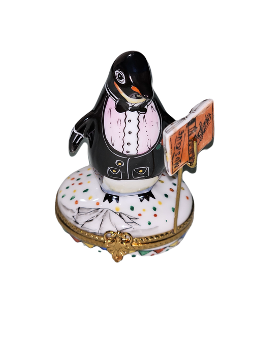 Penguin Conductor Limoges Box Porcelain Limoges birds music French Trinket Box