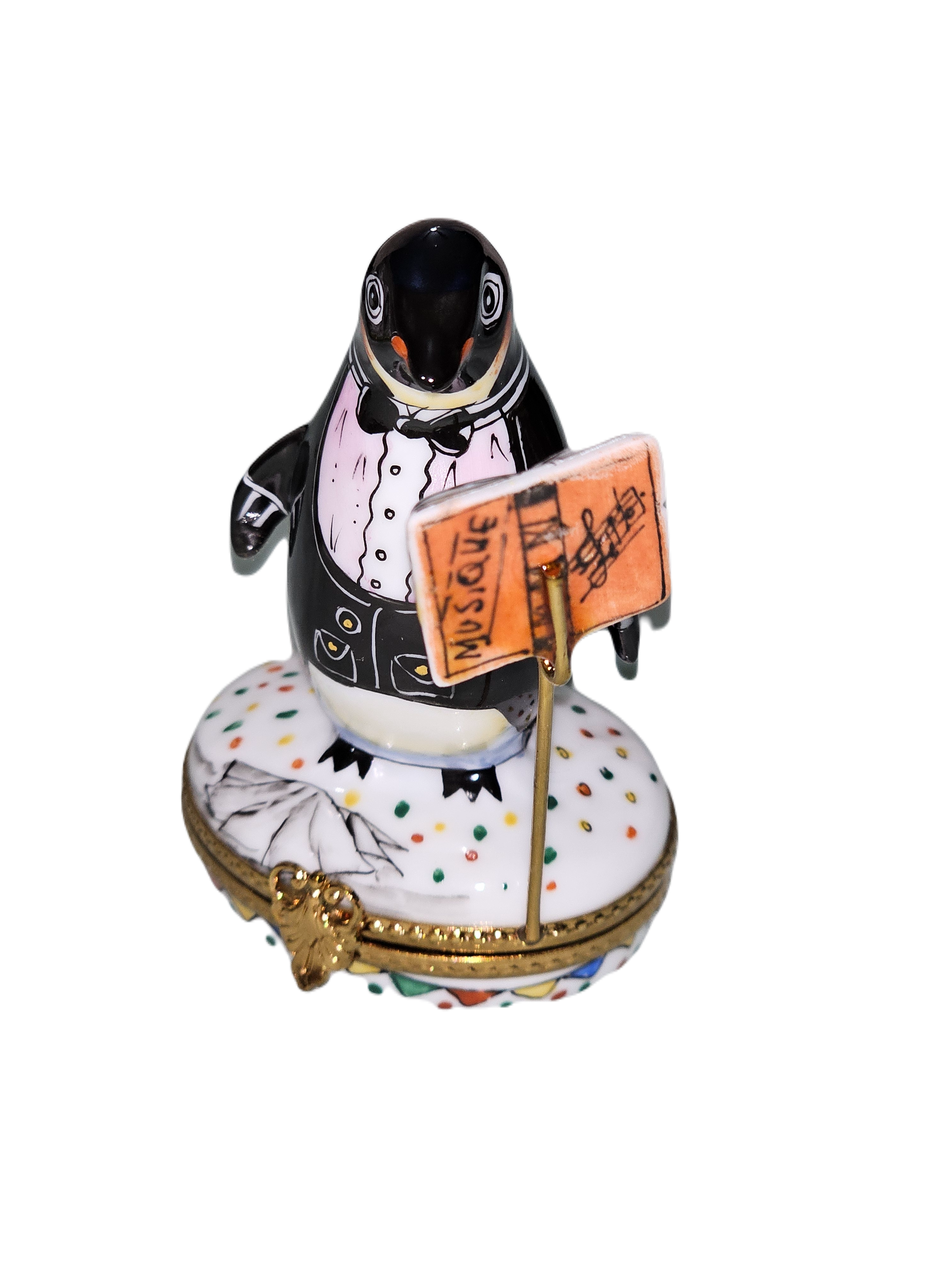 Penguin Conductor Limoges Box Porcelain Limoges birds music French Trinket Box