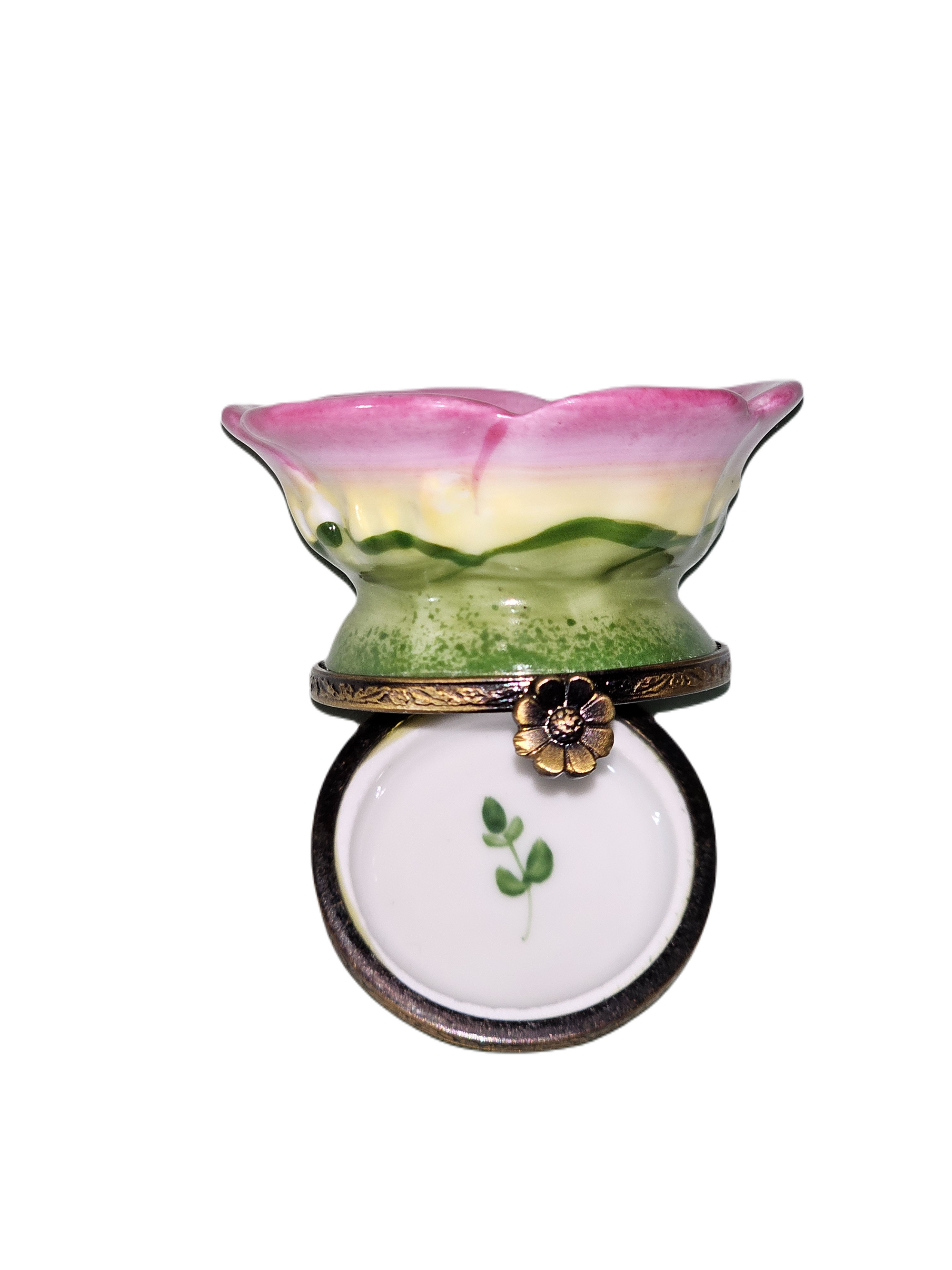 Charming Pink Flower With Bee Porcelain Limoges garden flowers French Trinket Box