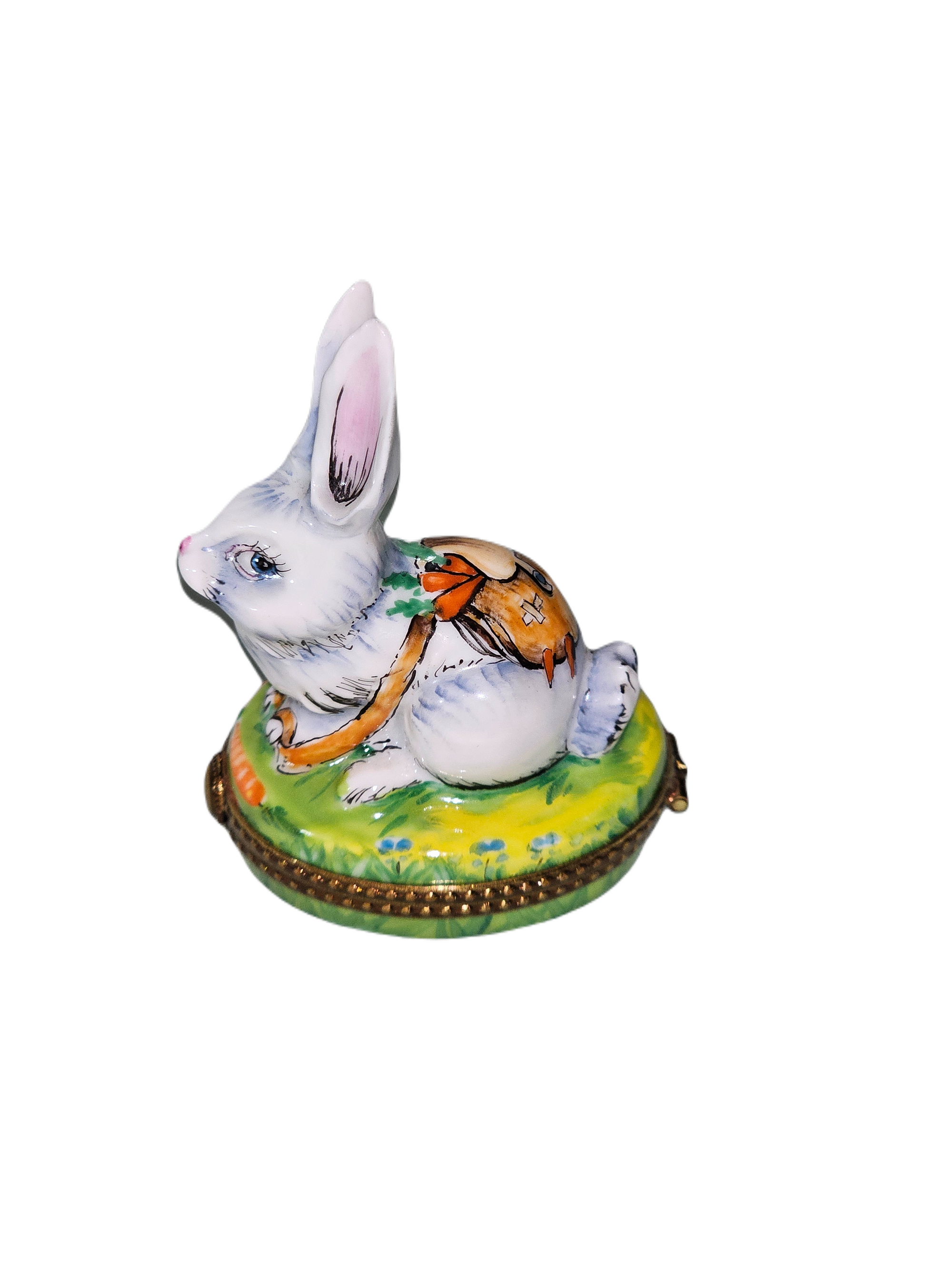 Charming White Rabbit Keepsake Porcelain Limoges rabbit Easter French Trinket Box